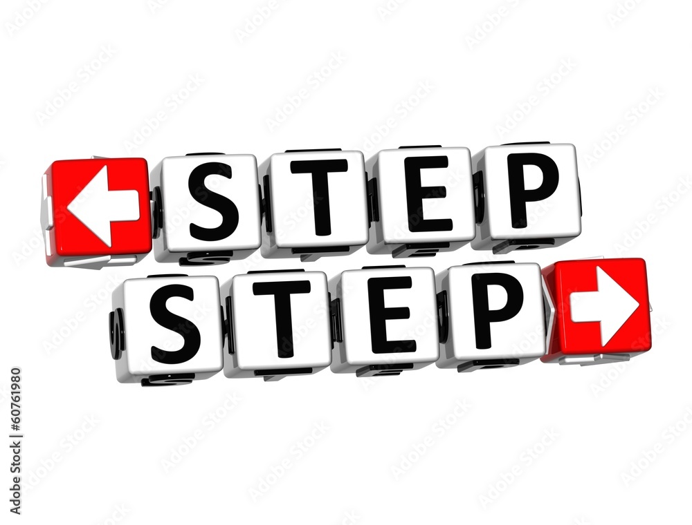 3D Step Button Click Here Block Text 3D Step Button Click Here Block Text