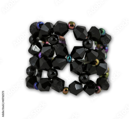 Black crystal cluster ring