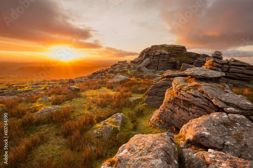 Obraz Sunset from King's tor Dartmoor Devon UK