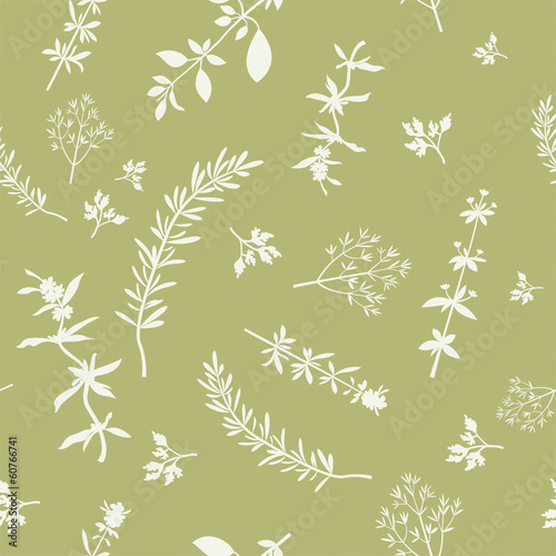 Seamless With Herbs Silhouettes