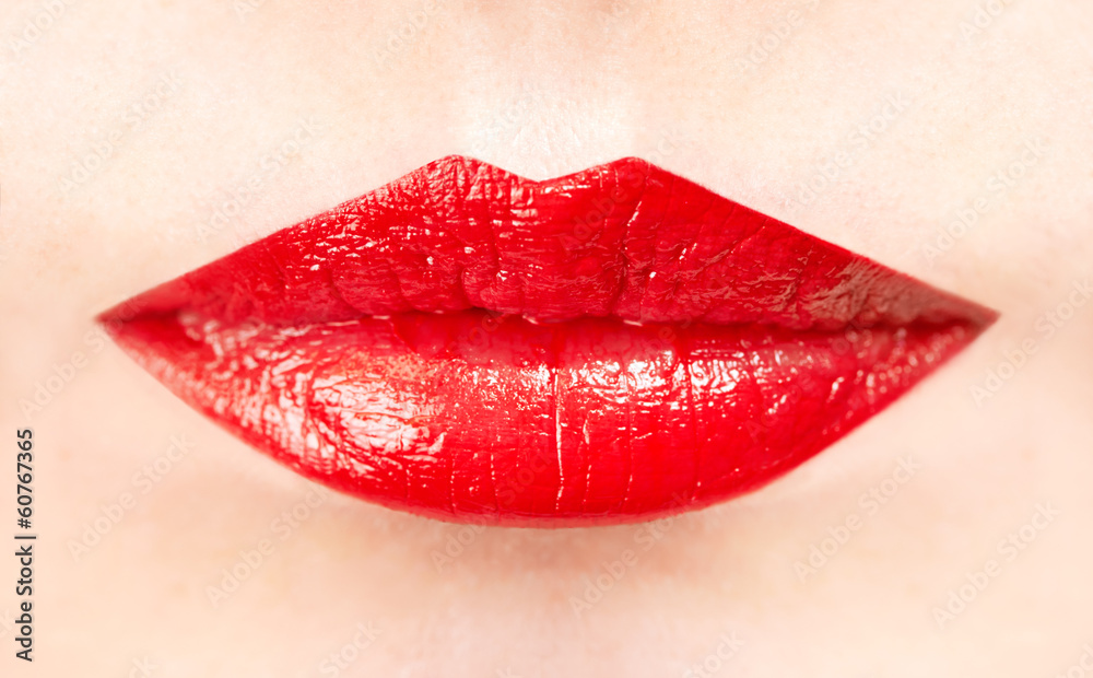 Naklejka premium red lips close-up