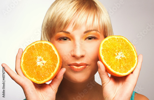 Woman with oranges