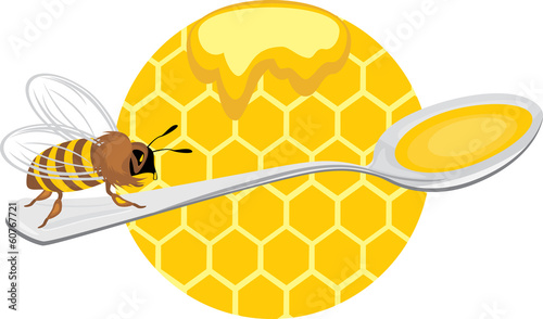 Honeybee on the spoon. Icon for design