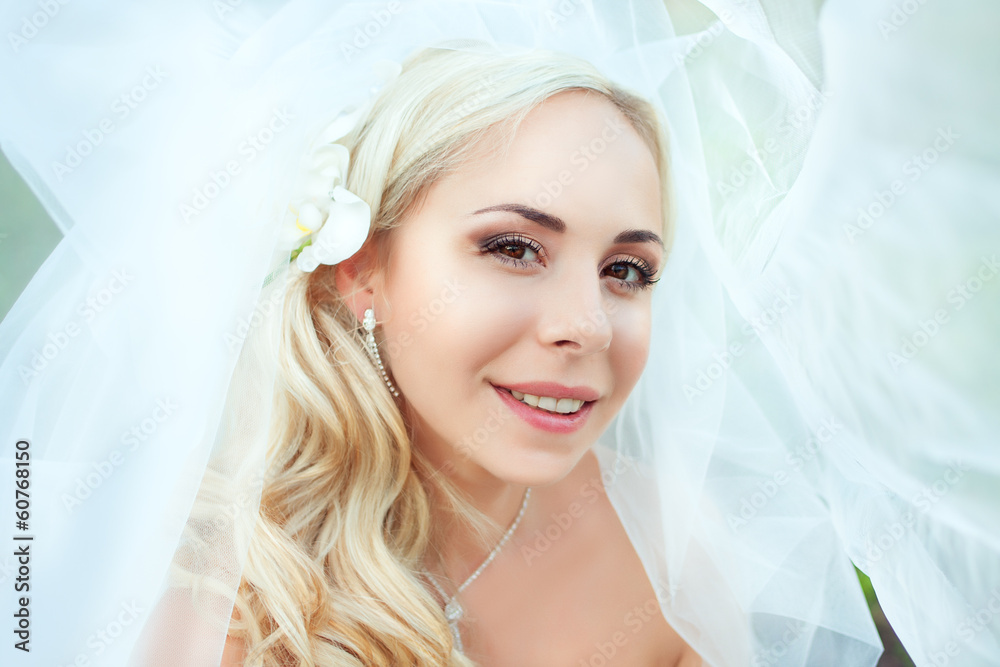 Portrait of pretty bride looking at camera Portrait of pretty bride looking at camera