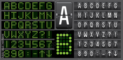 Scoreboard mechanical and electronic panel letters alphabet