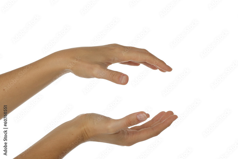 Two hands holding something. Two hands holding something.