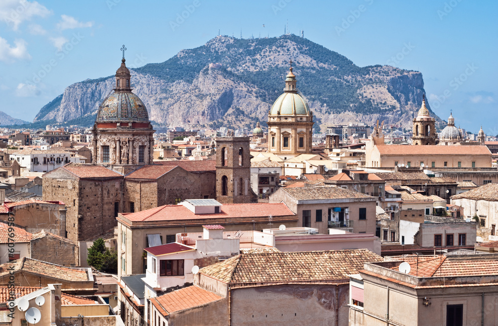 View of Palermo with old houses and monuments