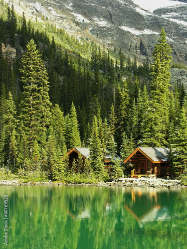 Wooden cabins at Lake O'Hara, Yoho National Park, Canada