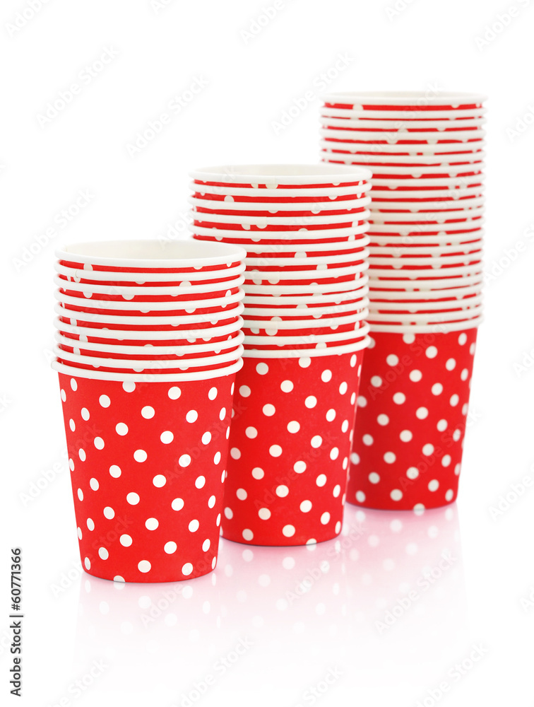 Fototapeta premium Red polka dot paper cups