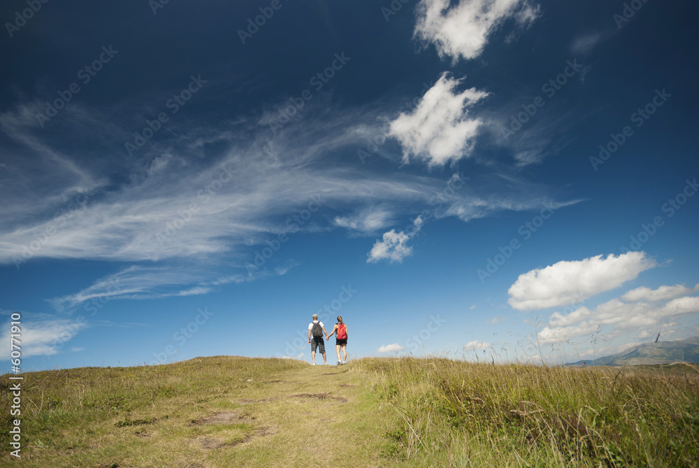 Hikers on the top of mountains