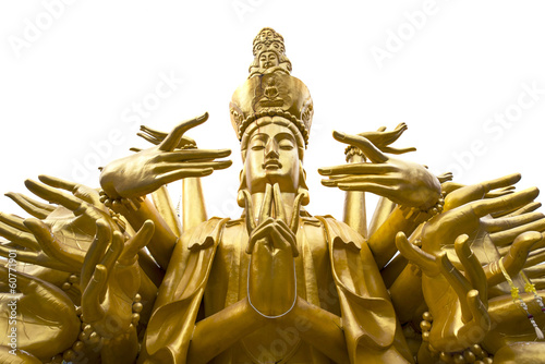Quan Yin - Buddhist Goddess of mercy - statue isolated on white