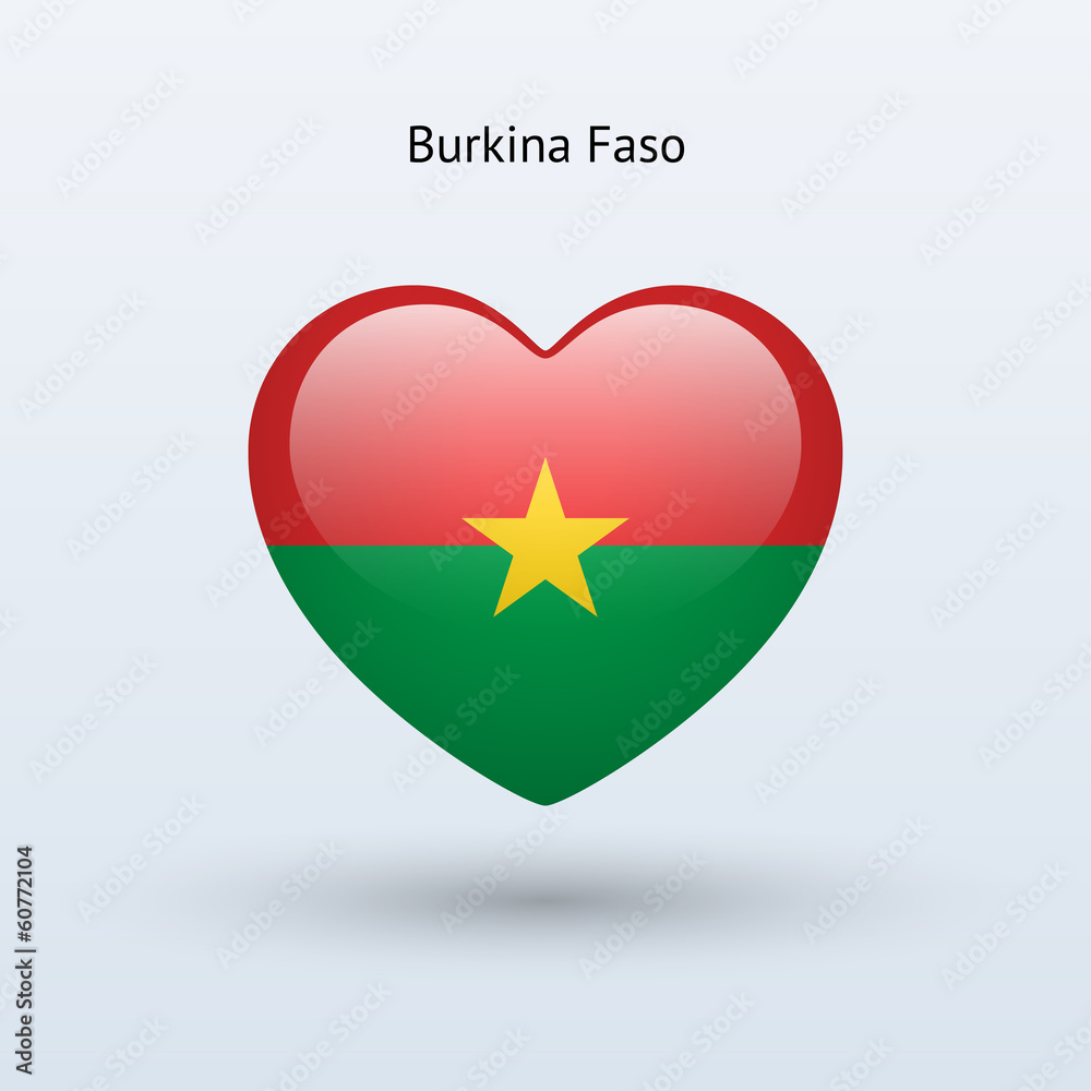 Love Burkina Faso symbol. Heart flag icon. Love Burkina Faso symbol. Heart flag icon.