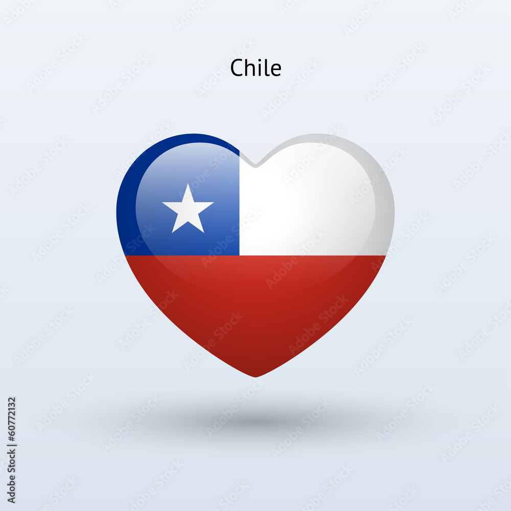 Love Chile symbol. Heart flag icon. Love Chile symbol. Heart flag icon.