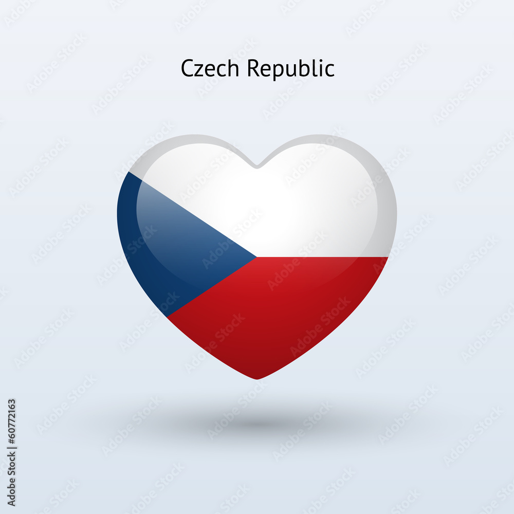 Fototapeta premium Love Czech Republic symbol. Heart flag icon.