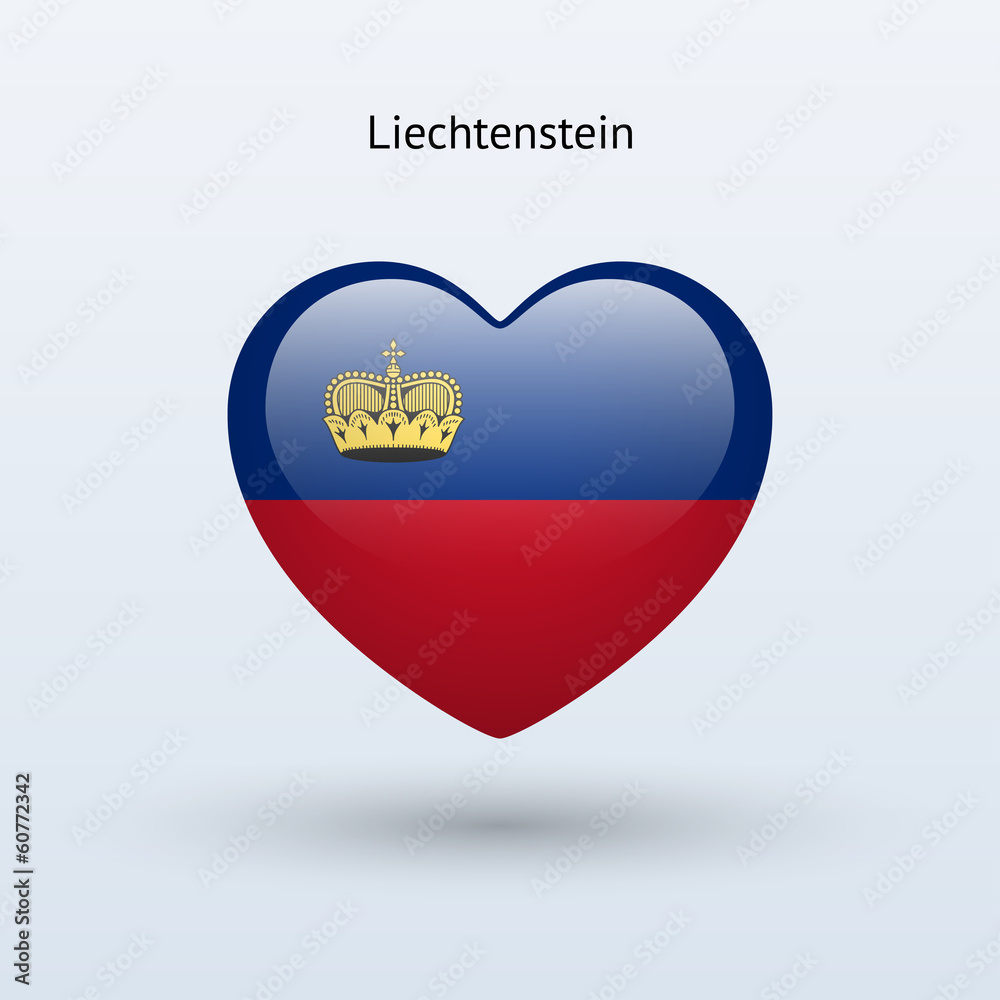 Obraz premium Love Liechtenstein symbol. Heart flag icon.
