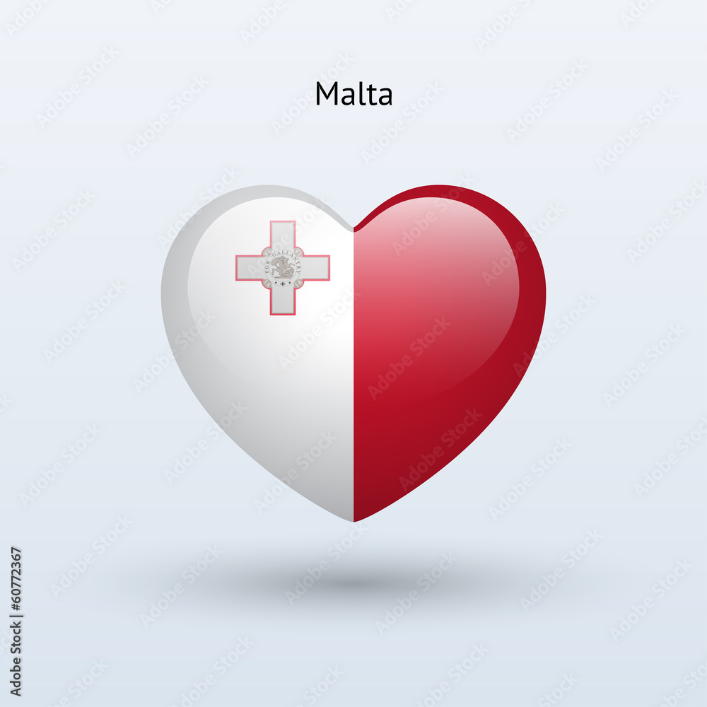 Love Malta symbol. Heart flag icon. Love Malta symbol. Heart flag icon.