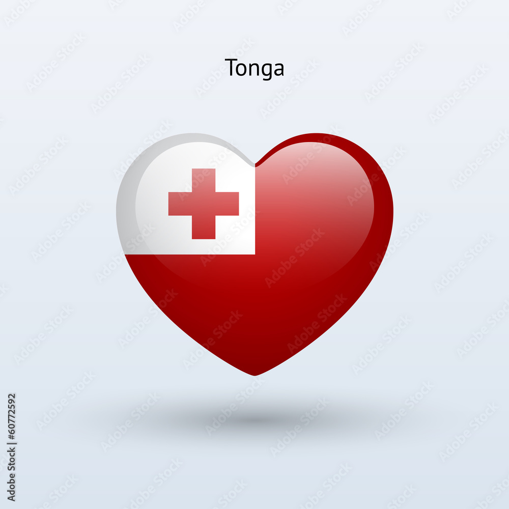 Fototapeta premium Love Tonga symbol. Heart flag icon.