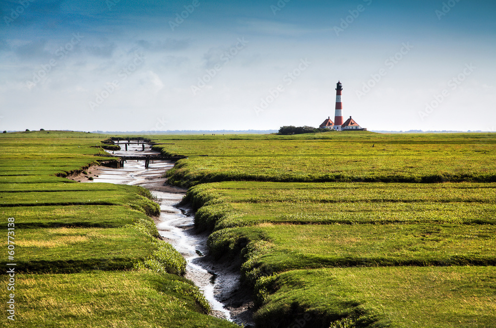 Beautiful landscape with lighthouse at Nordsee, Germany