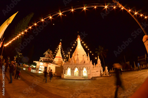 Pagoda at the night time in Pai of Mae hong son,THAILAND