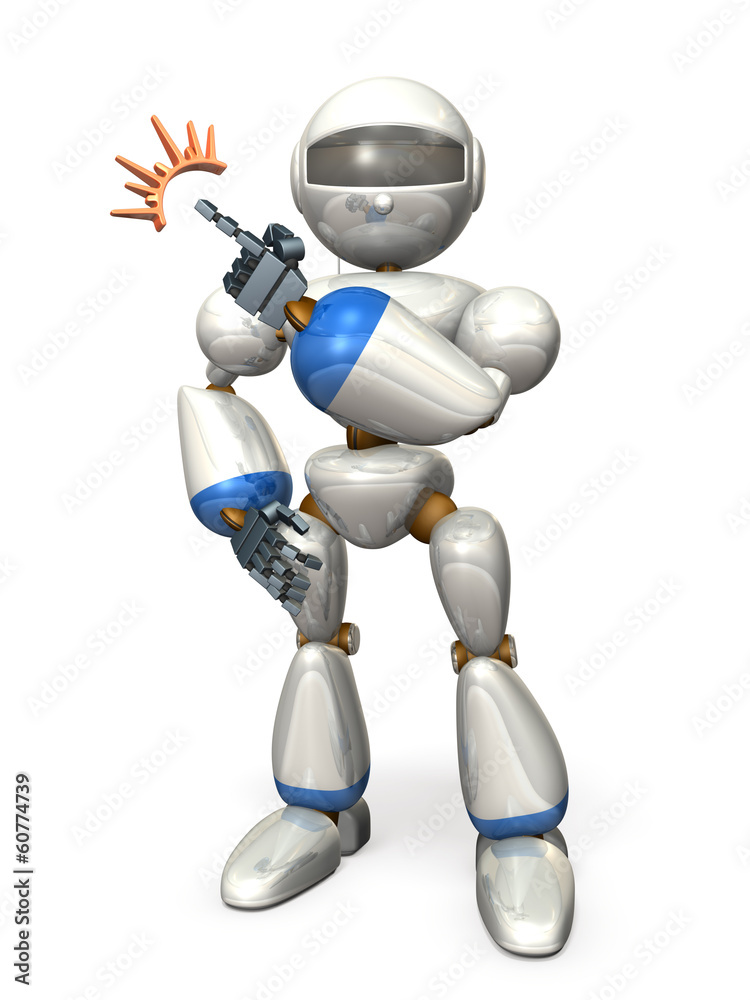Robot points at the top left