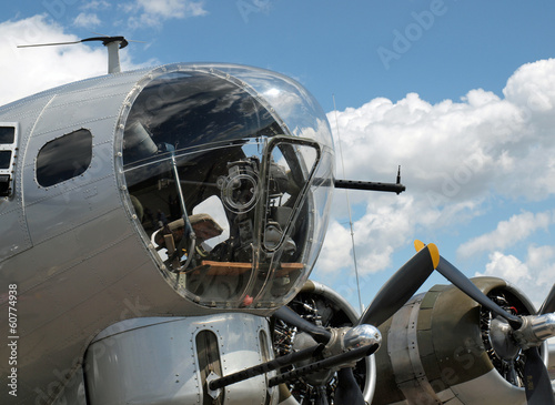 Details of a World War II B17 Bomber's Propellers and Guns