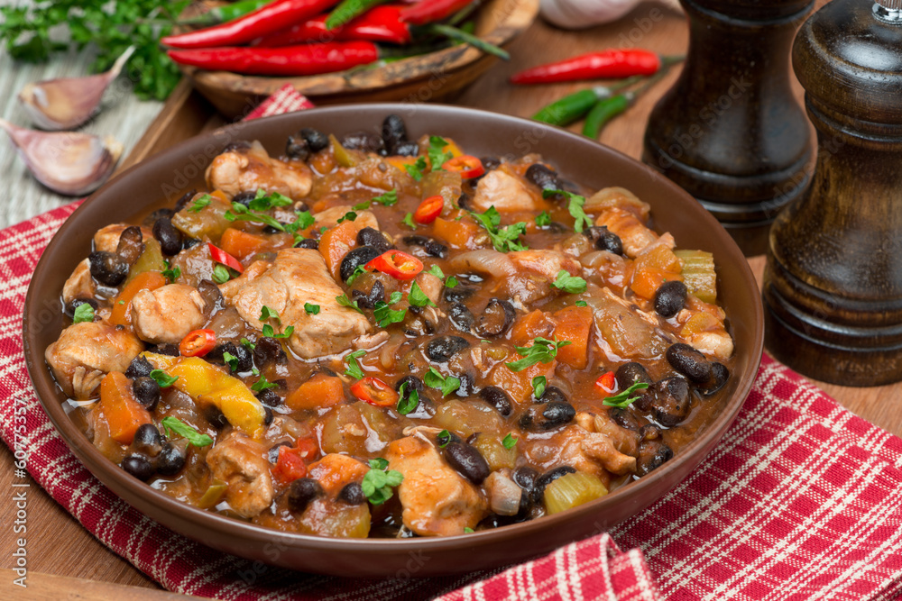 chili with black beans and chicken