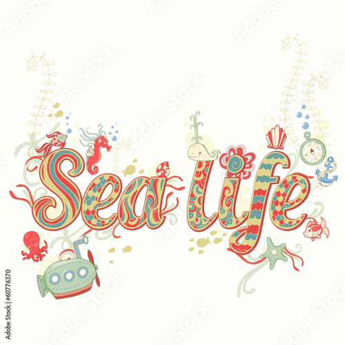 Cute fantasy summer sea card