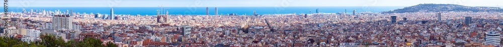 Naklejka premium Top panoramic view of Barcelona