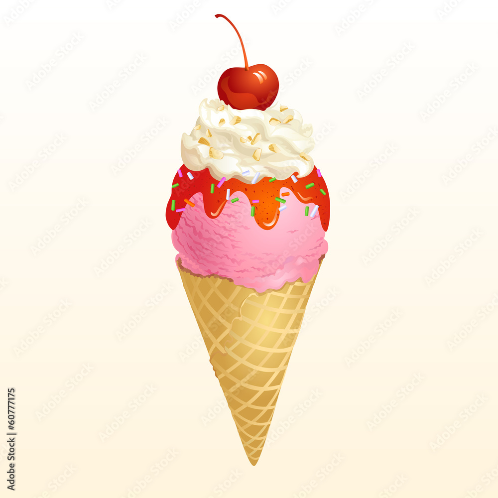 Strawberry Ice cream cone