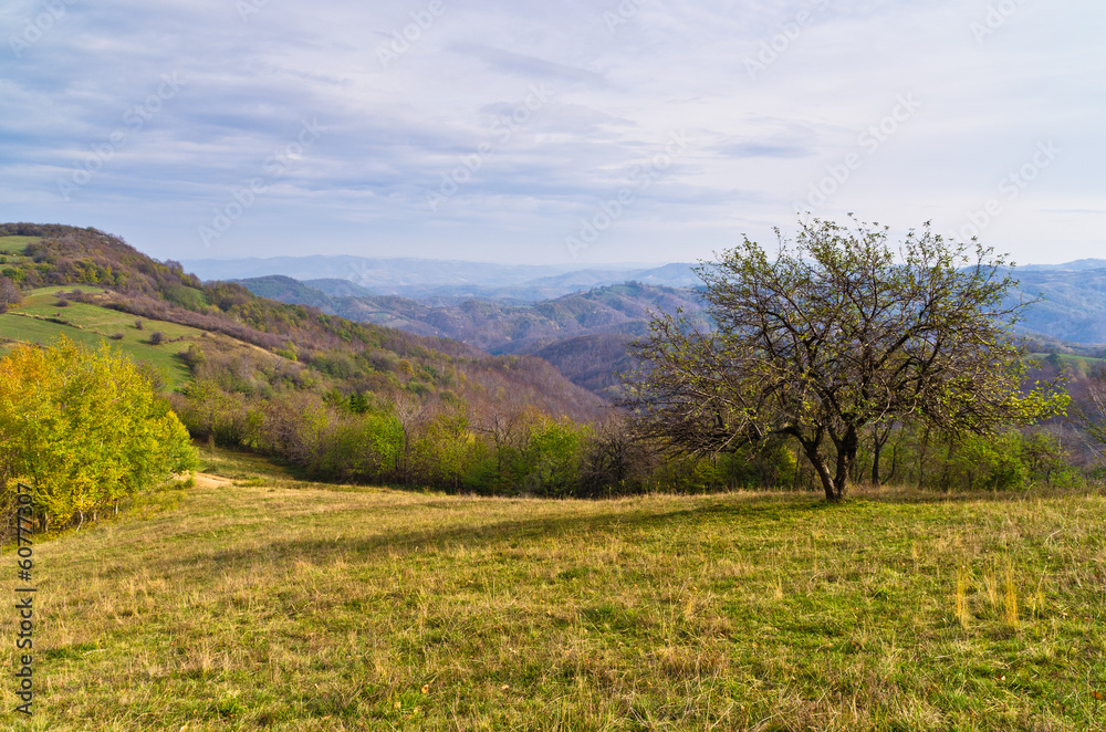 Homolje mountains landscape on a sunny autumn day