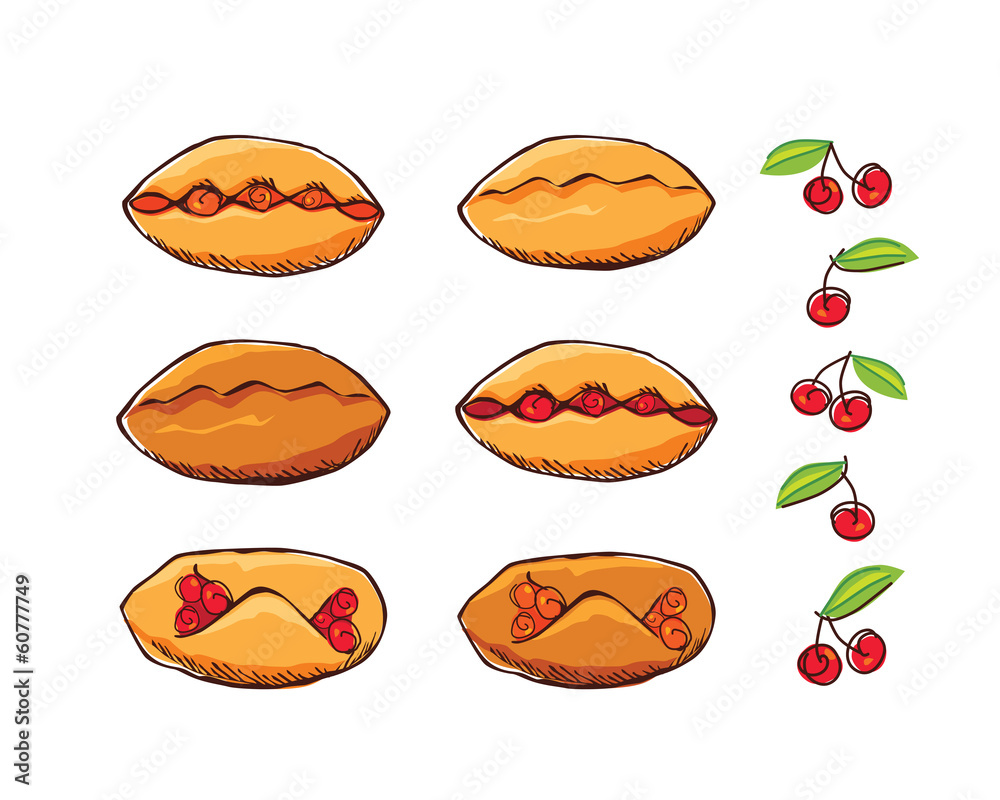 cakes with jam vector illustration