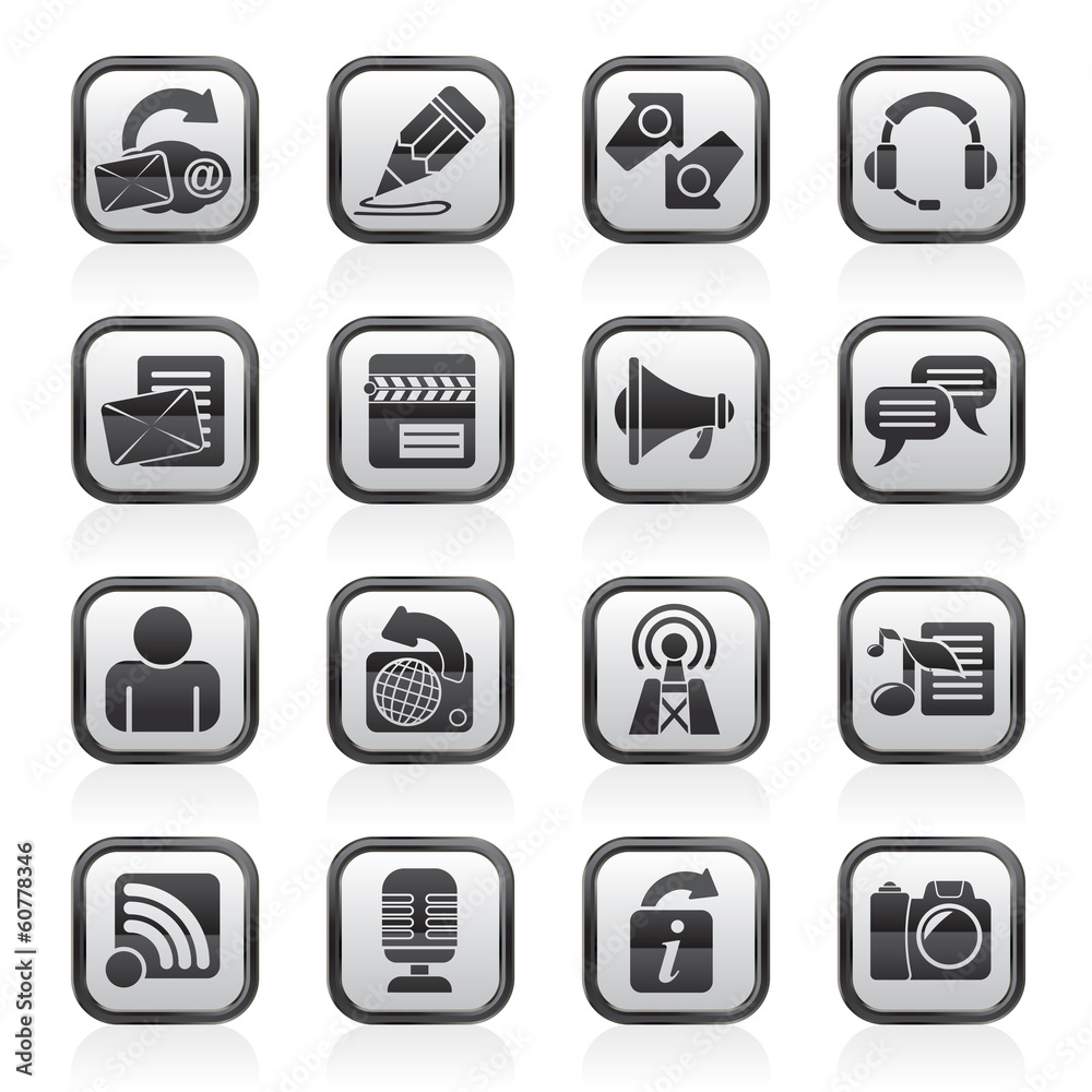 Blogging, communication and social network icons