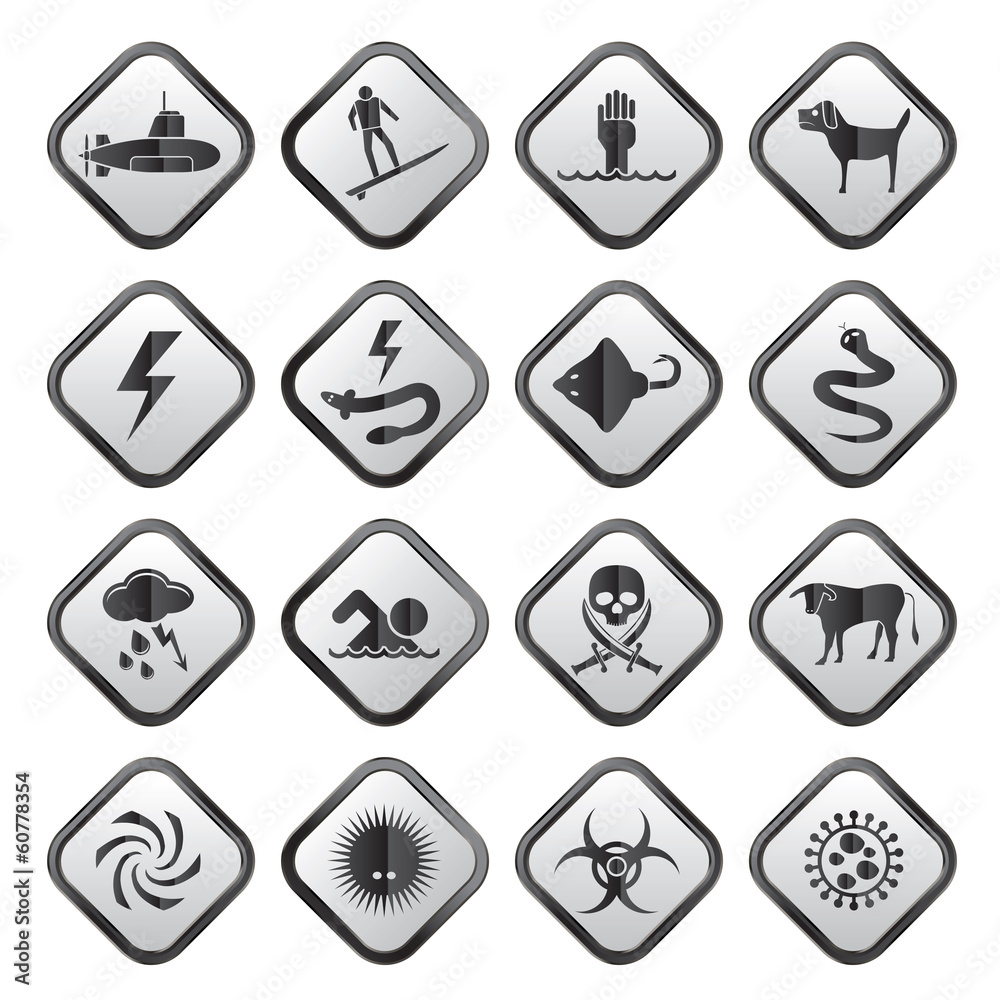 Warning Signs for dangers in sea, ocean, beach and rivers Warning Signs for dangers in sea, ocean, beach and rivers