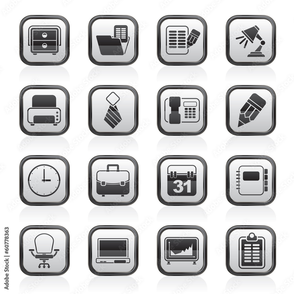 Business and office equipment icons - vector icon set Business and office equipment icons - vector icon set