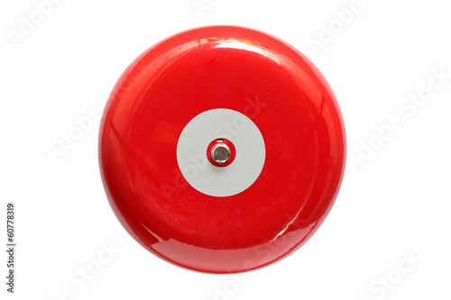 Red fire alarm isolated on white background