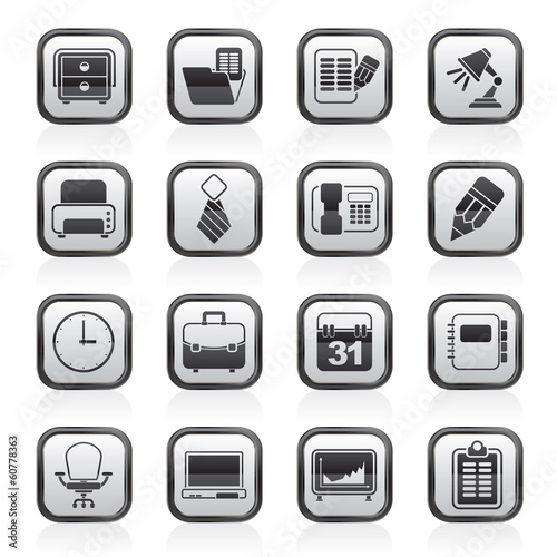 Business and office equipment icons - vector icon set