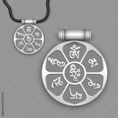 Mantra "Om Mani Padme Hum" on silver pendant