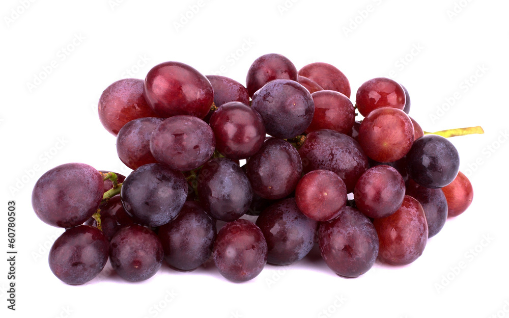 Red grape bunch isolated on white background