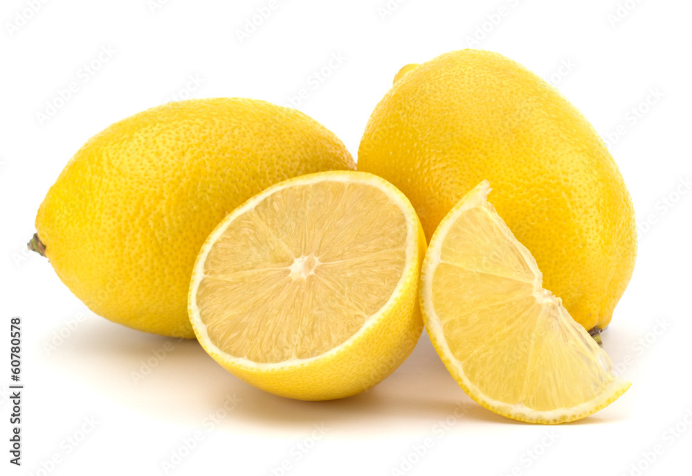 lemon and slice isolated on white background 