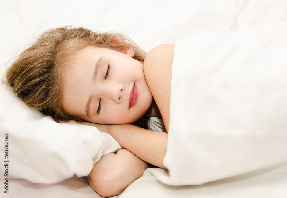 Little girl sleep in the bed Little girl sleep in the bed