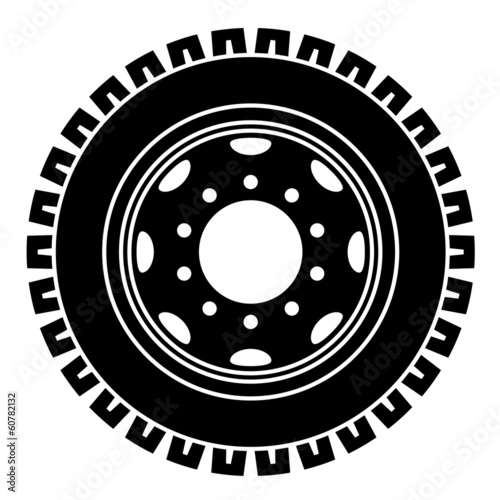 vector truck wheel black white symbol
