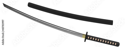 realistic 3d render of katana photo