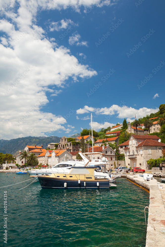 Main embankment of Perast, Bay of Kotor, Montenegro