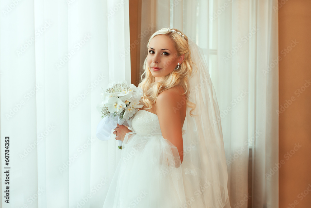 Portrait of pretty bride looking at camera Portrait of pretty bride looking at camera