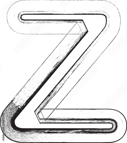 Grunge font. Letter Z