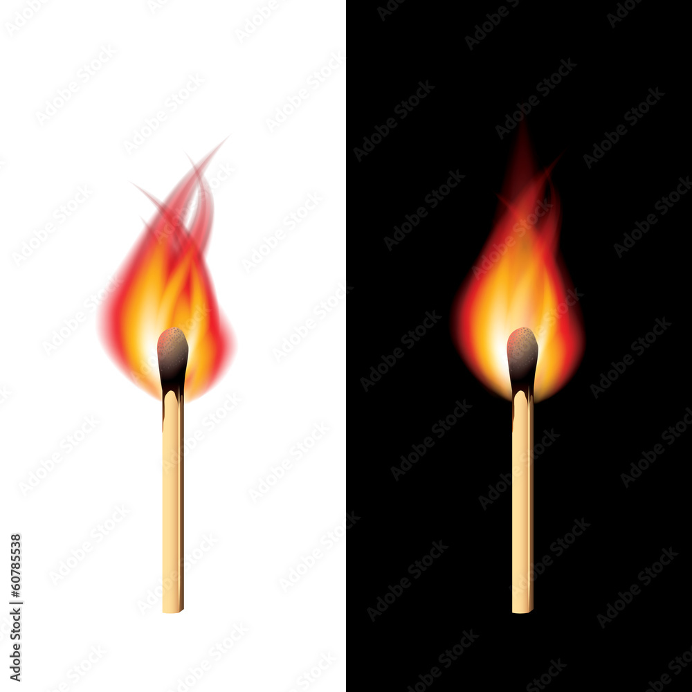 Burning match black and white vector Burning match black and white vector