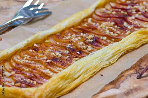 Puffed tarte with pears, apples and nuts photo