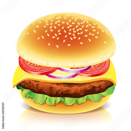Hamburger isolated on white vector illustration