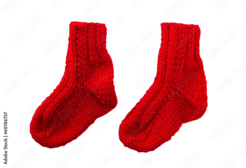 Rote Socken aus Wolle isoliert bzw. freigestellt zu Weihnachten Stock Photo  | Adobe Stock