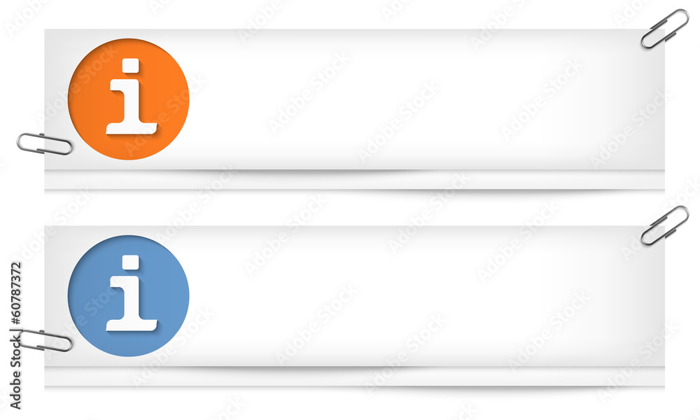 set of two blank banners with info sign set of two blank banners with info sign
